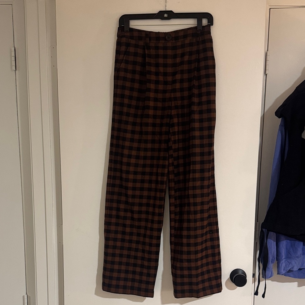 Brown Checkered Pants